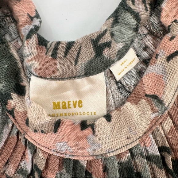 Anthropologie Maeve Floral Linen Puff Sleeve Top Blouse Green Floral Size Small - Picture 3 of 5